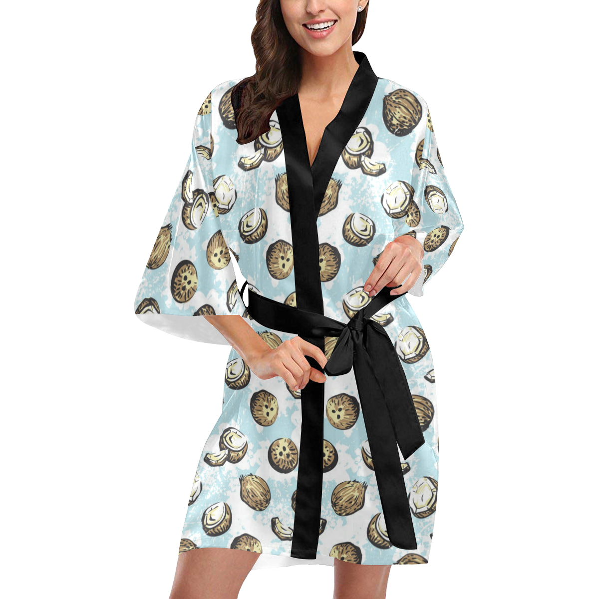 Coconut Pattern Print Design CN01 Women's Short Kimono