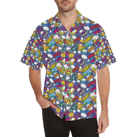 Comic Book Pattern Print Design 02 Men's Hawaiian Shirt