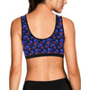 Skull Roses Neon Design Themed Print Sports Bra