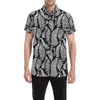 Fern Leave Black White Print Pattern Men's Short Sleeve Button Up Shirt