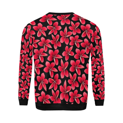 Red Plumeria Pattern Print Design PM025 Men Long Sleeve Sweatshirt