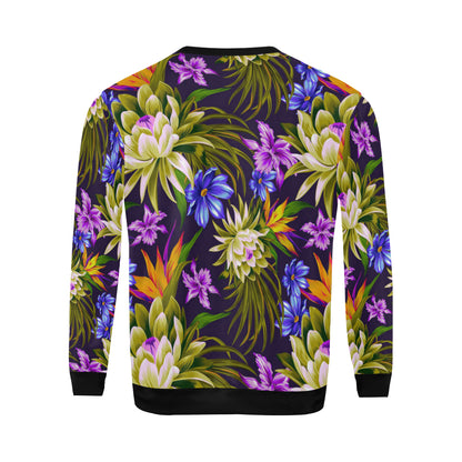 Water Lily Pattern Print Design WL08 Men Long Sleeve Sweatshirt