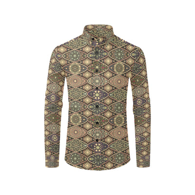 Mandala Motif Themed Design Print Men's Long Sleeve Shirt