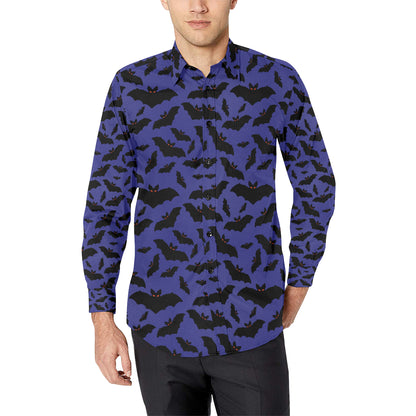 Bat Halloween Pattern Print Design 02 Men's Long Sleeve Shirt
