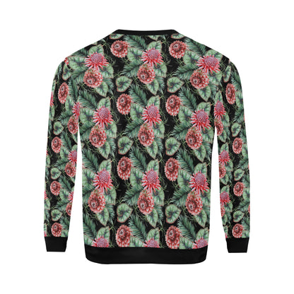 Dahlia Pattern Print Design DH06 Men Long Sleeve Sweatshirt
