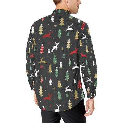 Christmas Tree Deer Style Pattern Print Design 03 Men's Long Sleeve Shirt