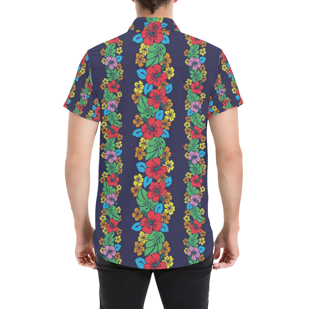 Hawaiian Themed Pattern Print Design H03 Men's Short Sleeve Button Up Shirt