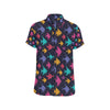 Angelfish Colorful Pattern Print Design 03 Men's Short Sleeve Button Up Shirt