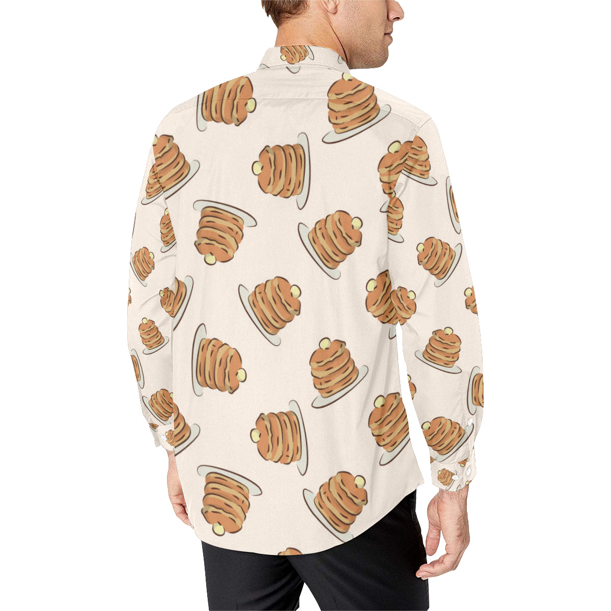Pancake Pattern Print Design A01 Men's Long Sleeve Shirt