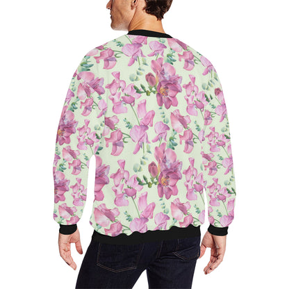 Peony Pattern Print Design PE011 Men Long Sleeve Sweatshirt