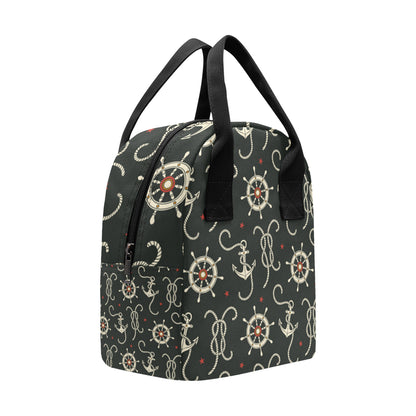 Nautical Anchor Pattern Insulated Lunch Bag