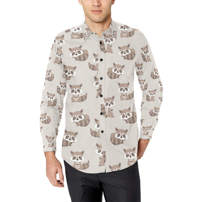 Raccoon Pattern Print Design A05 Men's Long Sleeve Shirt