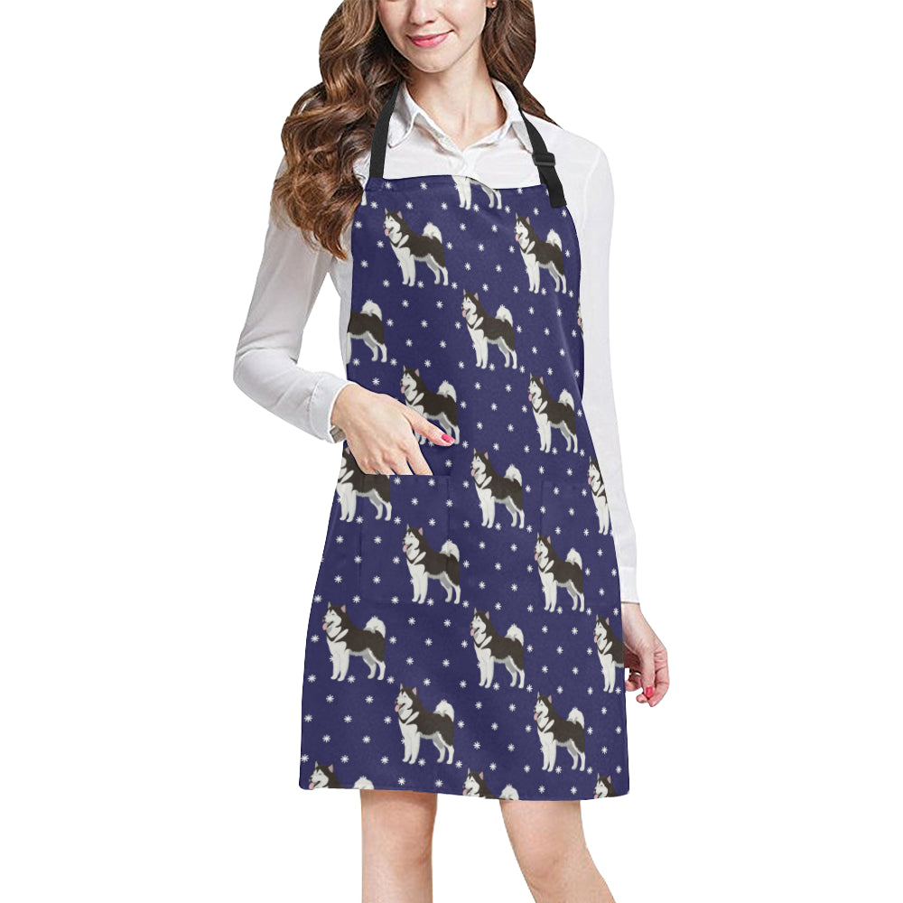 Alaskan Malamute Pattern Print Design 04 Apron with Pocket