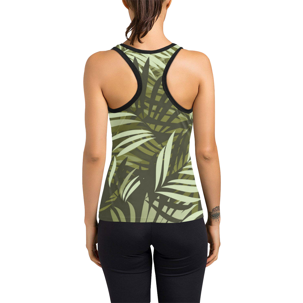 Palm Leaves Pattern Print Design PL05 Women's Racerback Tank Top