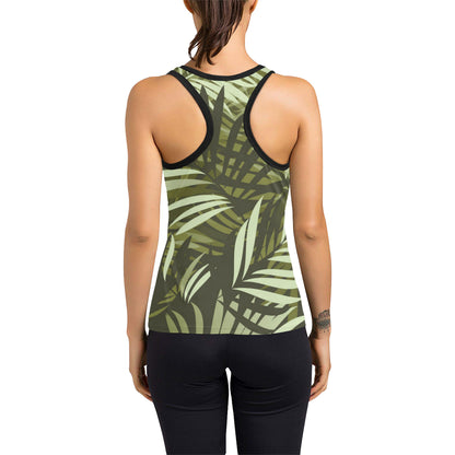 Palm Leaves Pattern Print Design PL05 Women's Racerback Tank Top