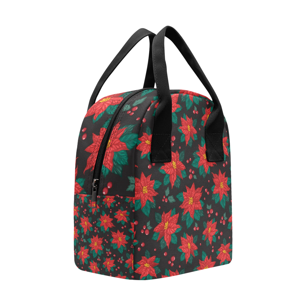 Poinsettia Pattern Print Design POT07 Insulated Lunch Bag