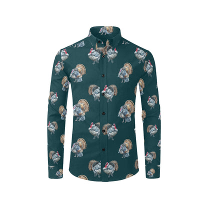 Turkey Pattern Print Design 03 Men's Long Sleeve Shirt