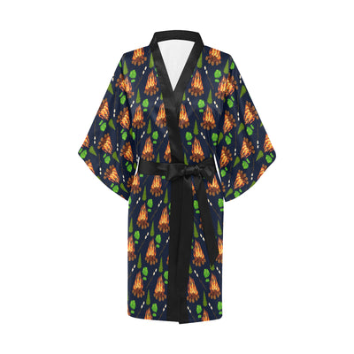 Camfire marshmallow Camping Design Print Women Kimono Robe