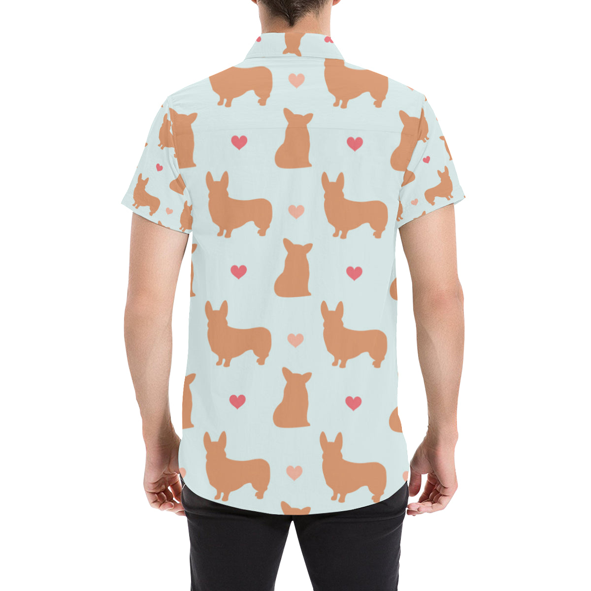 Pembroke Welsh Corgis Pattern Print Design A01 Men's Short Sleeve Button Up Shirt