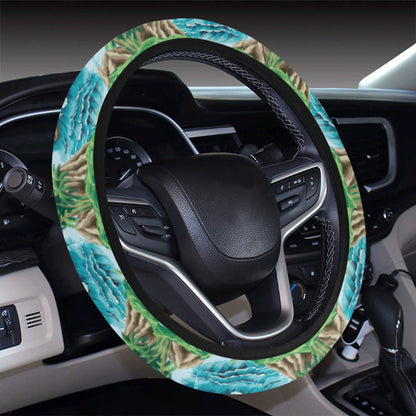 Palm Tree Hawaiian Themed Design Print Steering Wheel Cover with Elastic Edge