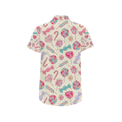 Candy Pattern Print Design CA04 Men's Short Sleeve Button Up Shirt