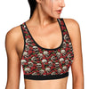 Skull Roses Design Themed Print Sports Bra