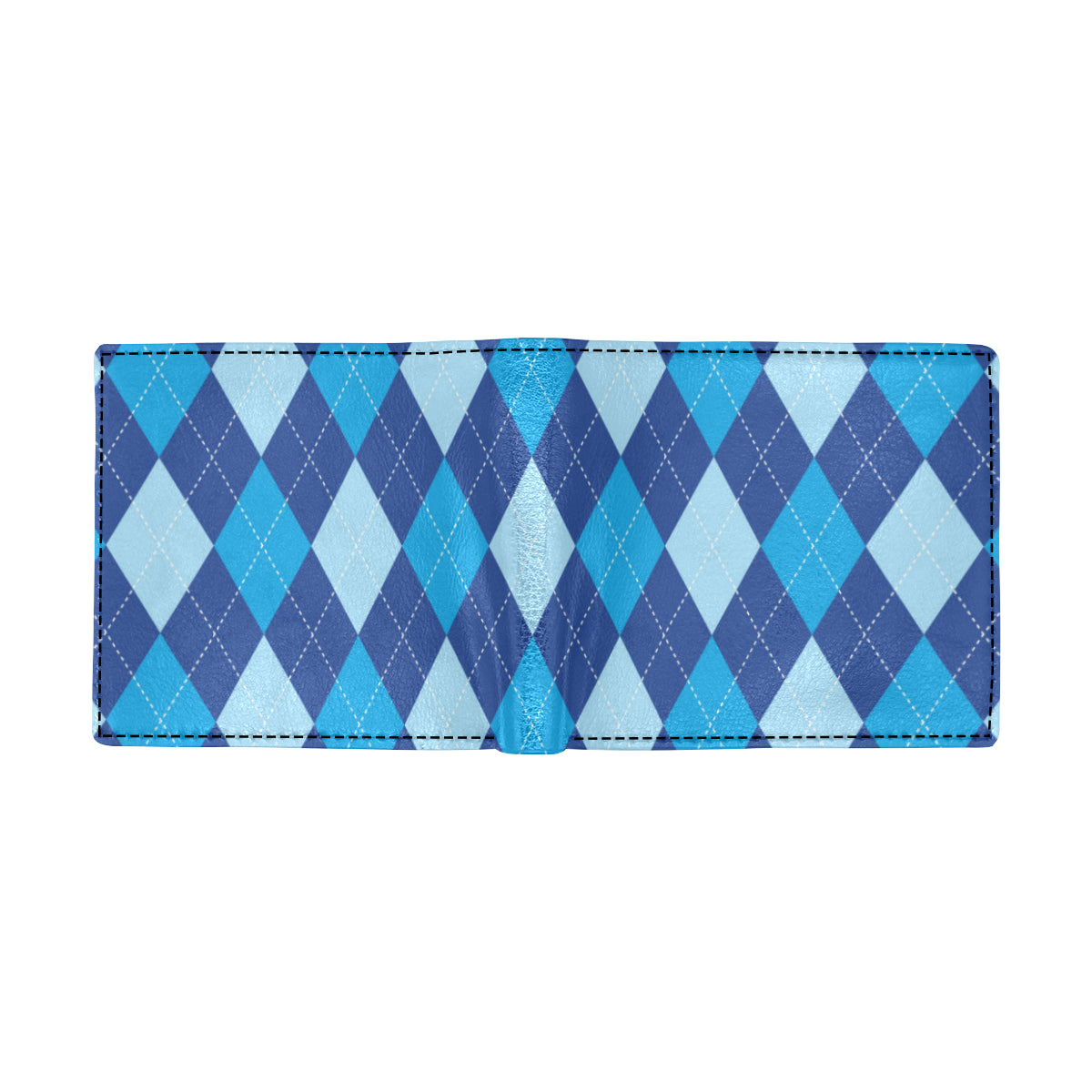 Argyle Blue Pattern Print Design 02 Men's ID Card Wallet
