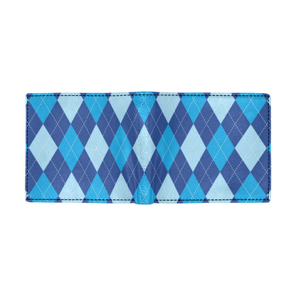 Argyle Blue Pattern Print Design 02 Men's ID Card Wallet