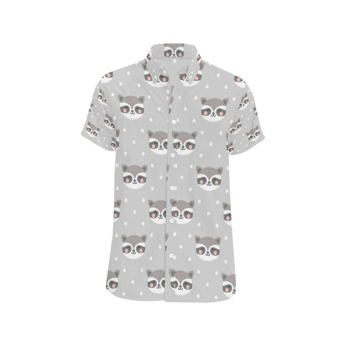 Raccoon Pattern Print Design A04 Men's Short Sleeve Button Up Shirt