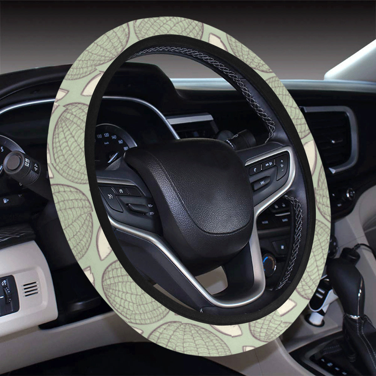 Cantaloupe Pattern Print Design 01 Steering Wheel Cover with Elastic Edge