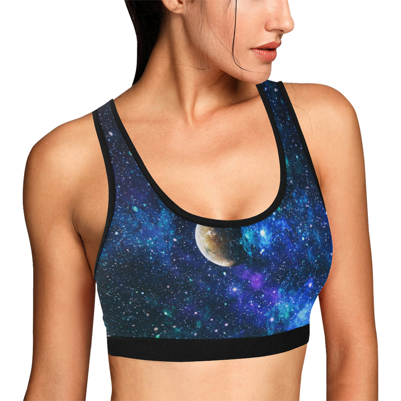 Galaxy Stardust Planet Space Print Sports Bra