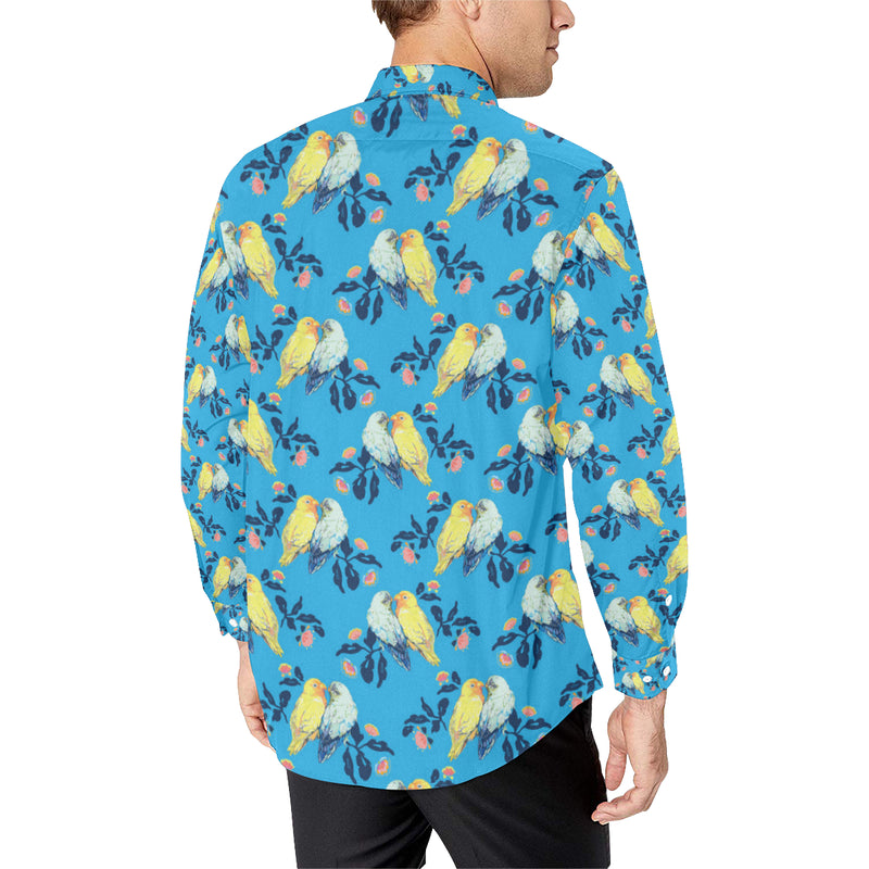 Lovebird Pattern Print Design 03 Men's Long Sleeve Shirt