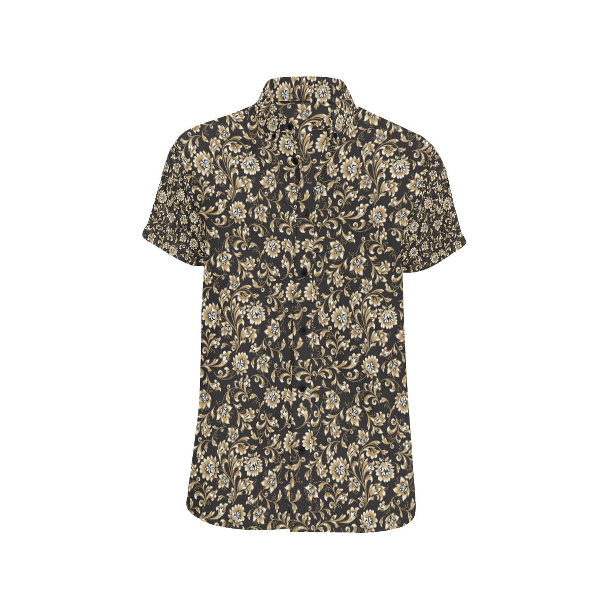 Brocade Pattern Print Design 03 Men's Short Sleeve Button Up Shirt