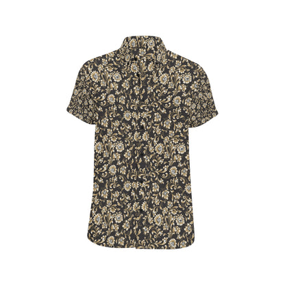 Brocade Pattern Print Design 03 Men's Short Sleeve Button Up Shirt
