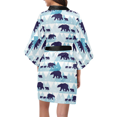 Bear Pattern Print Design BE01 Women's Short Kimono