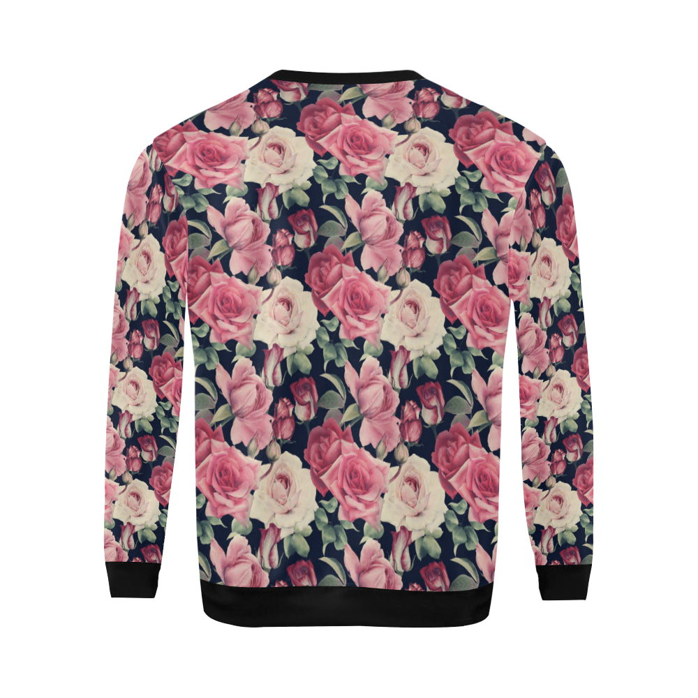 Rose Pattern Print Design RO05 Men Long Sleeve Sweatshirt