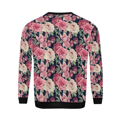 Rose Pattern Print Design RO05 Men Long Sleeve Sweatshirt