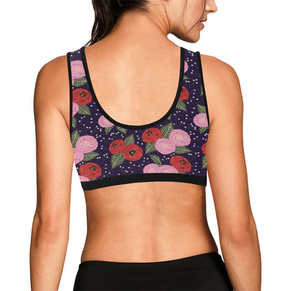 Camellia Pattern Print Design CM02 Sports Bra