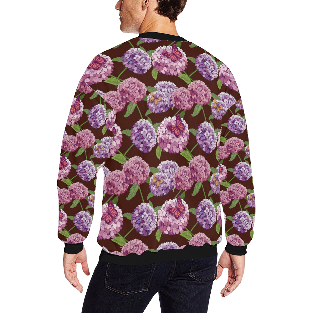 Hydrangea Pattern Print Design HD08 Men Long Sleeve Sweatshirt