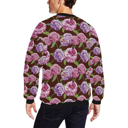 Hydrangea Pattern Print Design HD08 Men Long Sleeve Sweatshirt