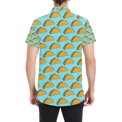 Taco Pattern Print Design TC03 Men's Short Sleeve Button Up Shirt
