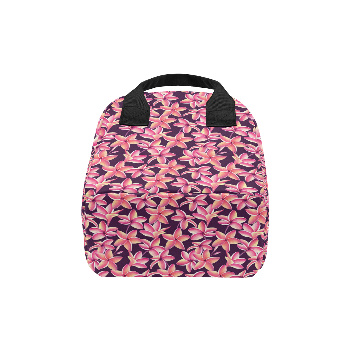 Purple Plumeria Pattern Print Design PM010 Insulated Lunch Bag
