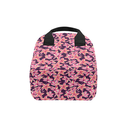 Purple Plumeria Pattern Print Design PM010 Insulated Lunch Bag