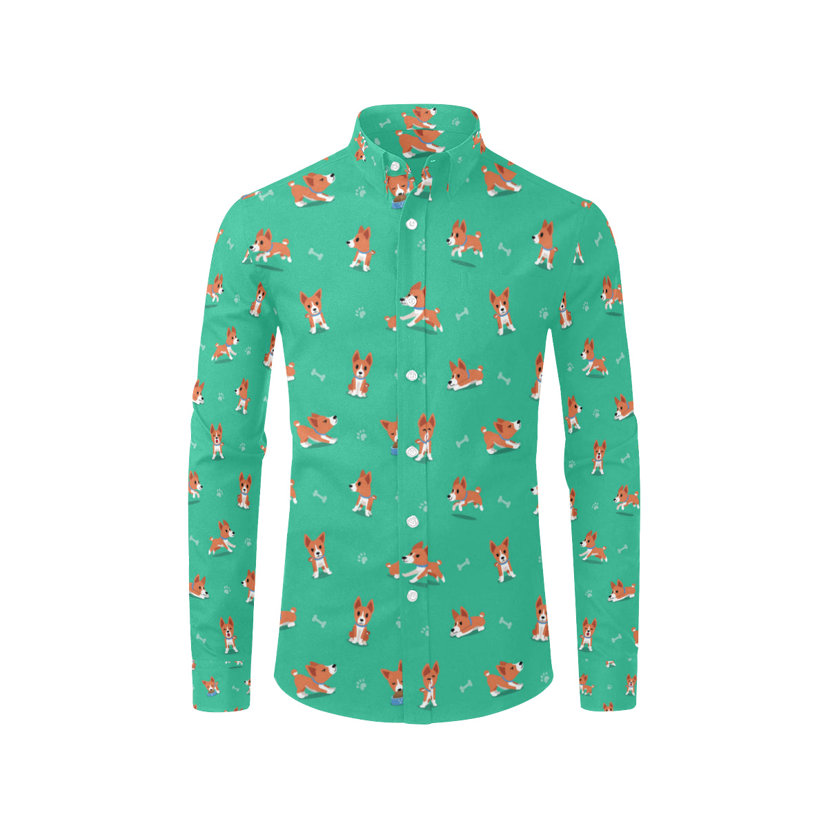 Basenji Pattern Print Design 02 Men's Long Sleeve Shirt