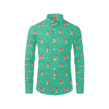 Basenji Pattern Print Design 02 Men's Long Sleeve Shirt