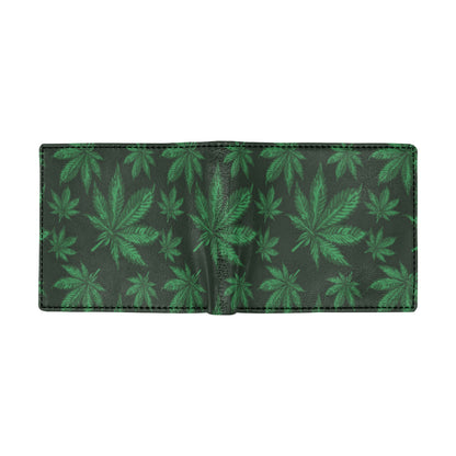 Pot Leaf Pattern Print Design A04 Men's ID Card Wallet
