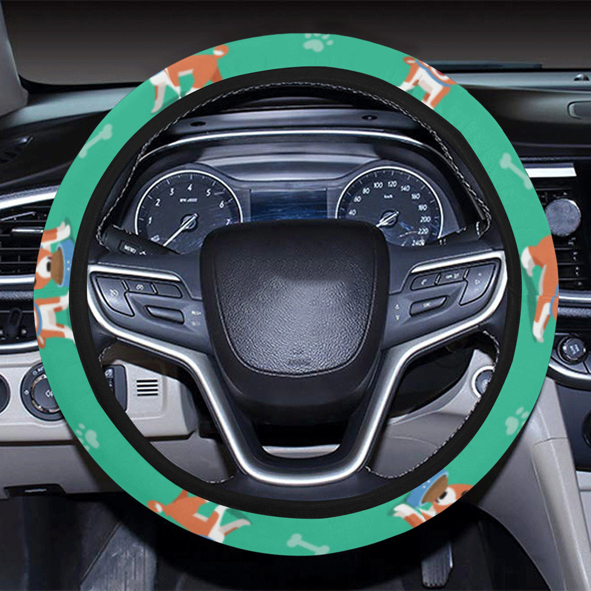 Basenji Pattern Print Design 02 Steering Wheel Cover with Elastic Edge