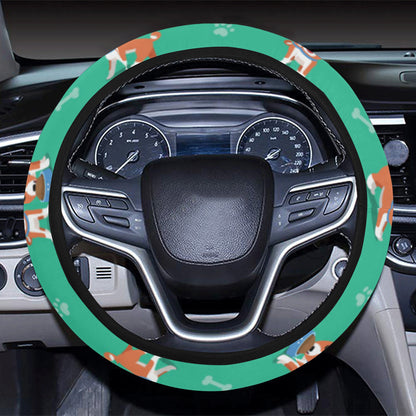 Basenji Pattern Print Design 02 Steering Wheel Cover with Elastic Edge