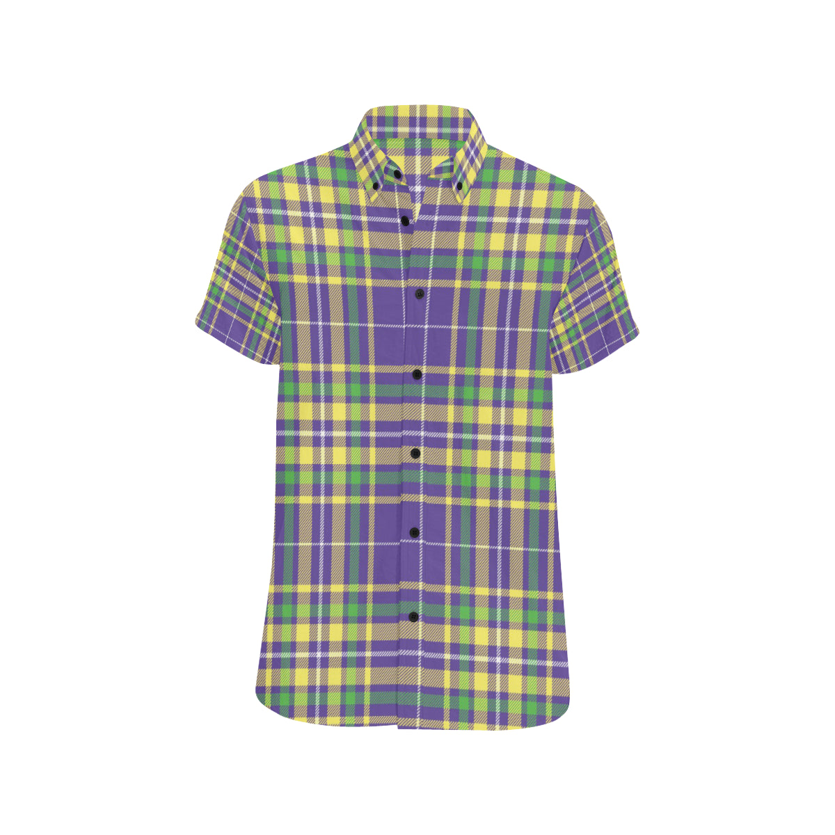 Mardi Gras Pattern Print Design 010 Men's Short Sleeve Button Up Shirt