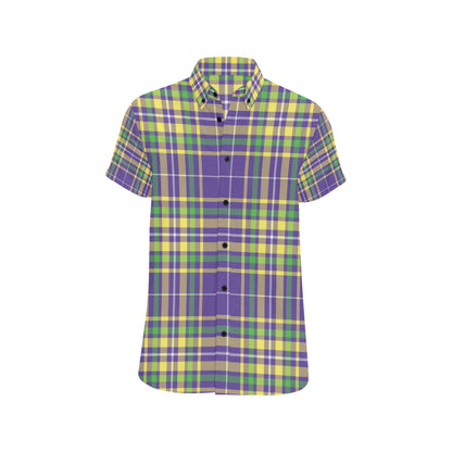 Mardi Gras Pattern Print Design 010 Men's Short Sleeve Button Up Shirt